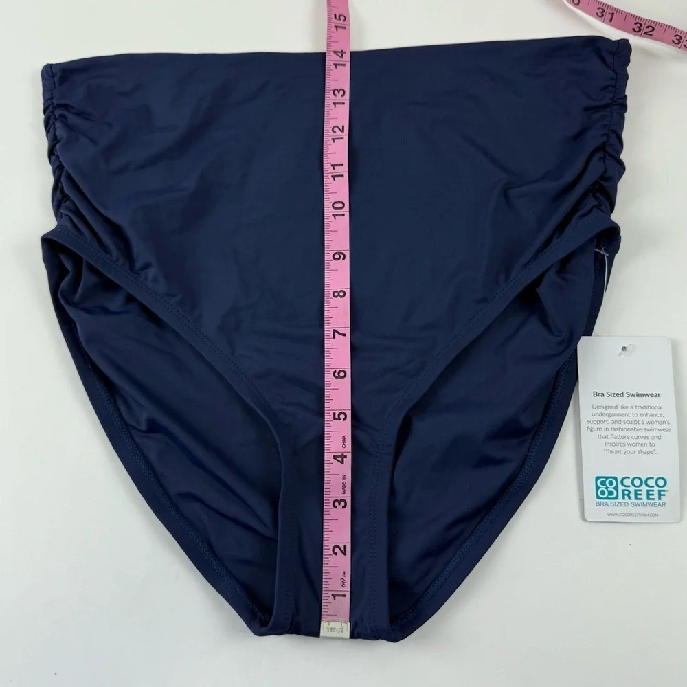 Coco Reef Bikini Bottom Womens Large Blue Ruched Side Swim NWT